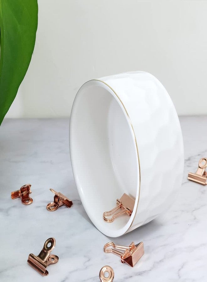 CROWNOS Paper Clip Holder, Ceramic Paperclip Holders, Paper Clip Organizer for Desk, Cute Paper Clip Dispenser, White - Image 3